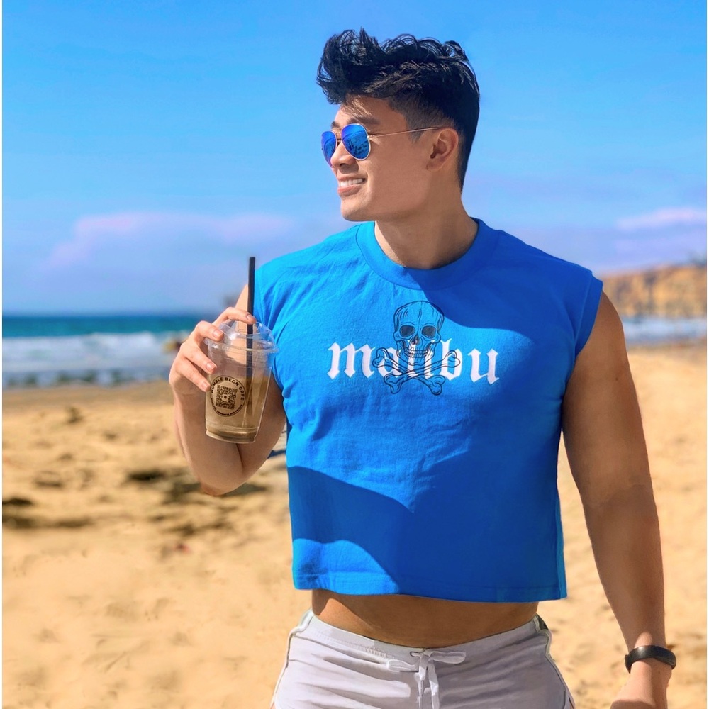 JJ Malibu blue sleeveless crop top